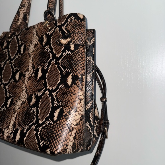 Aldo Faux Snakeskin Print Handbag Brown/Tan - Picture 4 of 7